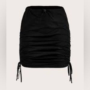 SHEIN icon gorpcore Black Drawstring parachute mini skirt